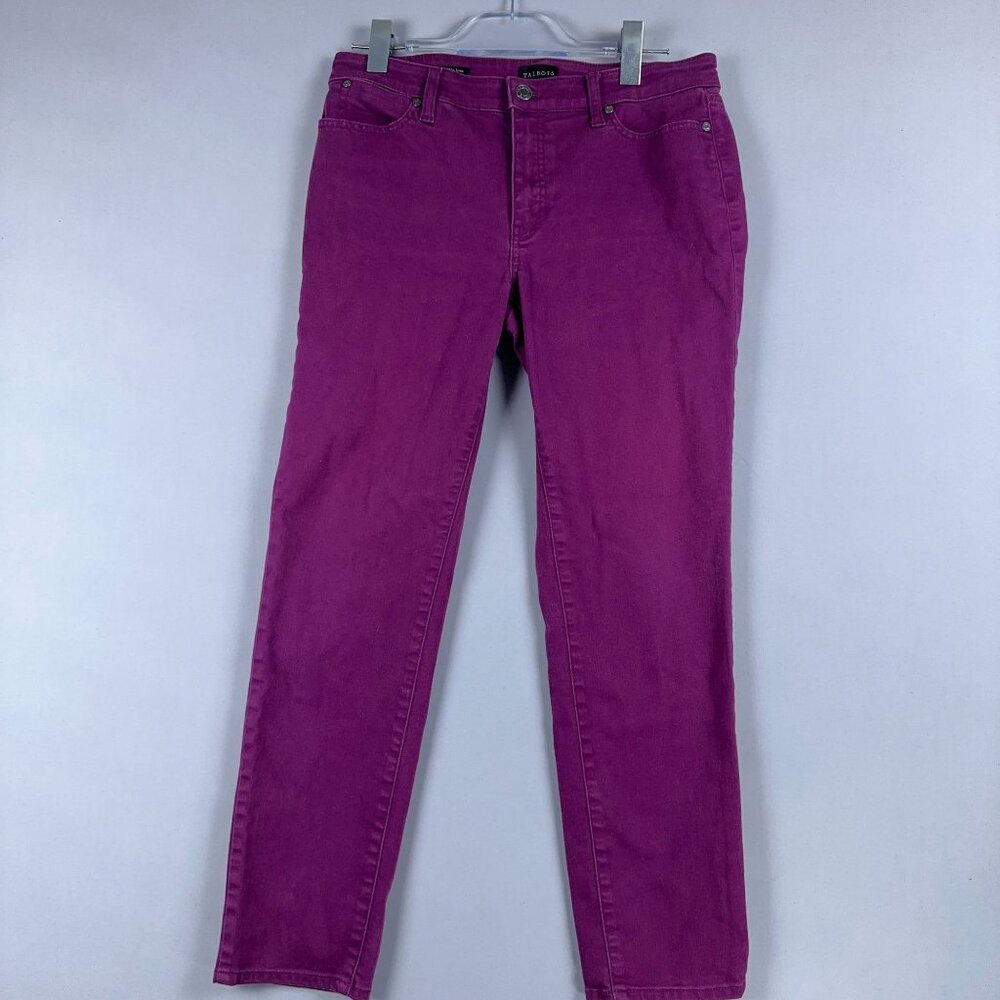 Talbots Slim Ankle Jeans Womens Size 6 Stretch High Rise Vibrant Purple